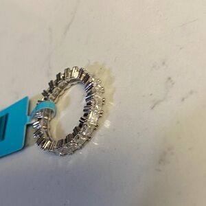 Sterling Silver Moissanite Eternity Band - White